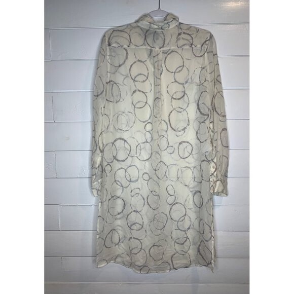 BCBG MaxAzria Taylur 100% Silk Semi-Sheer A-line Button Down Top Small - Picture 8 of 8